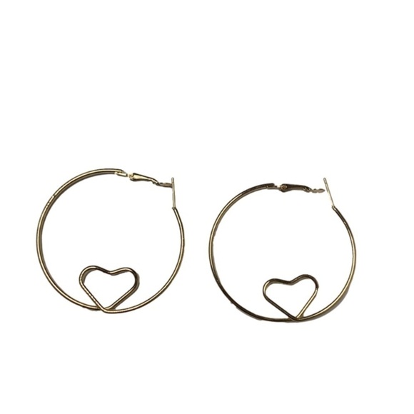 Gold heart hoops set - Picture 2 of 2